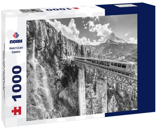 Noah Jigsaw Puzzle Whitefish Falls Michigan Autumn Waterfall in black white 1000 pieces