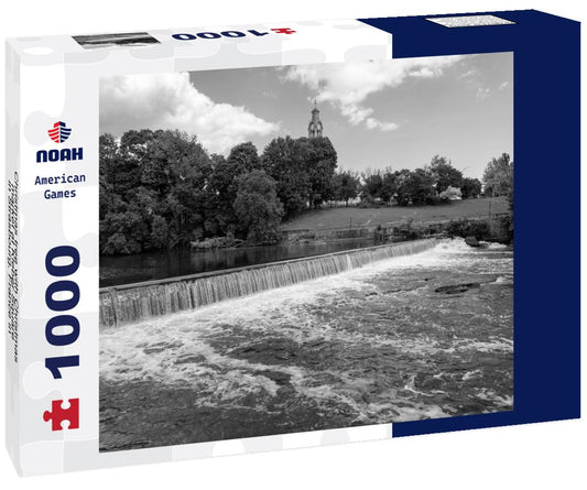 Noah Jigsaw Puzzle Christmas tree with Christmas market at Kleber Square in Strasbourg, France in black white 1000 pieces