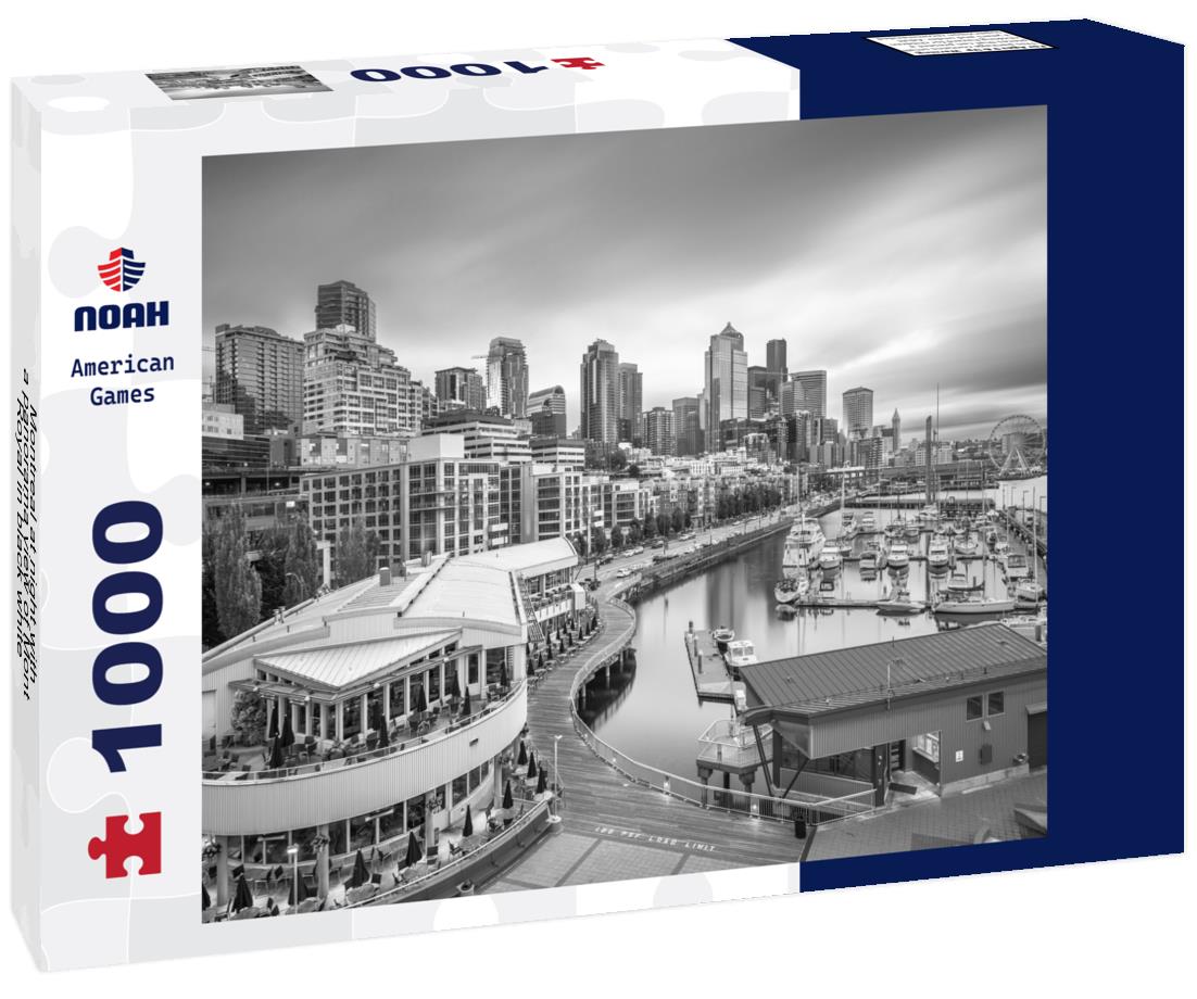 Noah Jigsaw Puzzle Montreal at night with a panorama view of Mont Royal in black white 1000 pieces