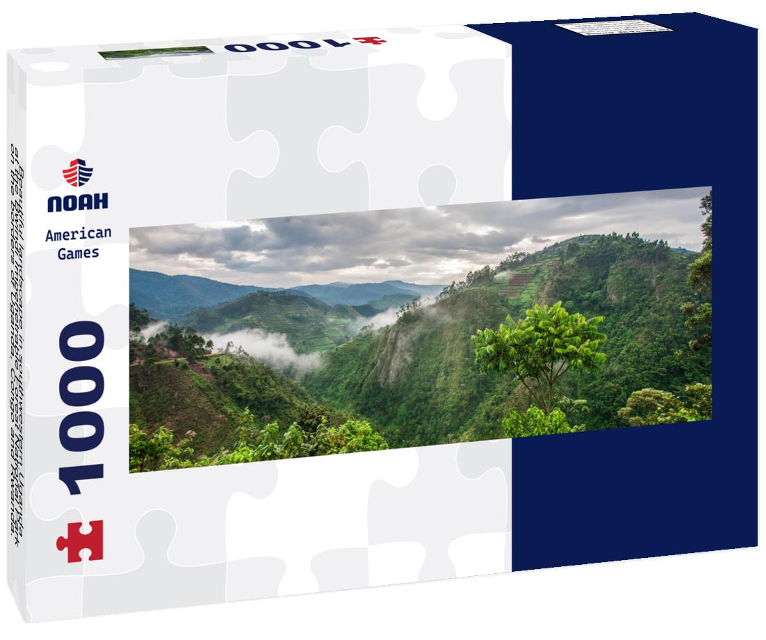 Noah Jigsaw Puzzle Beautiful landscape in southwestern Uganda, at the Bwindi Impenetrable Forest National Park, on the borders of Uganda, Congo and Rwanda. The Bwindi National Park is home to the mountain gorillas panorama 1000 pieces