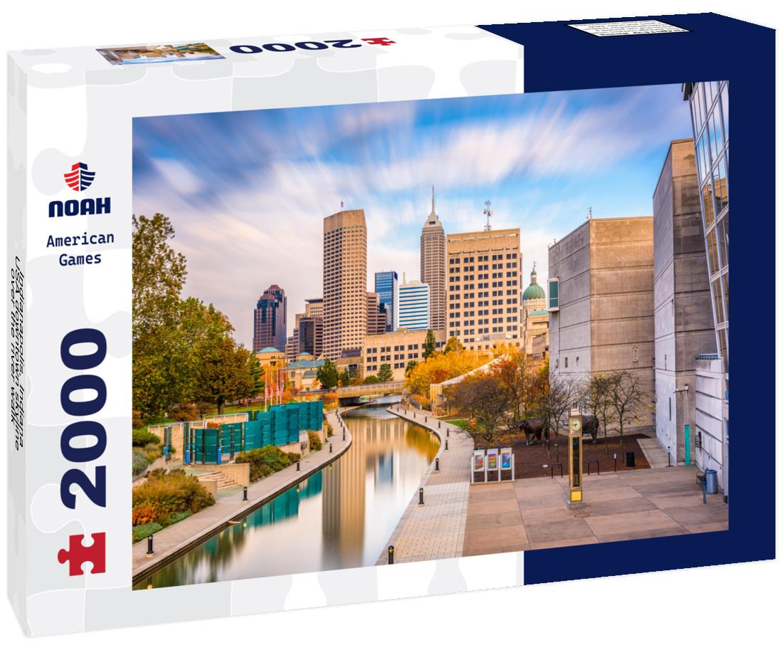 Noah Jigsaw Puzzle Indianapolis, Indiana, USA downtown skyline over the river walk 2000 pieces