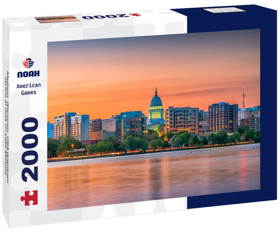 Noah Jigsaw Puzzle Madison, Wisconsin, USA downtown skyline at dusk on Lake Monona 2000 pieces