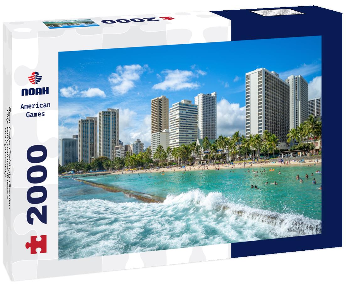 Noah Jigsaw Puzzle Bear Lake Cabin in Garden City with natural flowers and greenery 2000 pieces