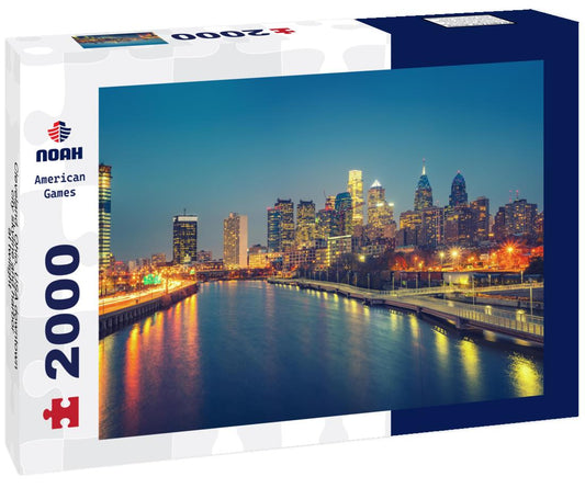 Noah Jigsaw Puzzle Cleveland, Ohio, USA downtown city skyline and harbor at twilight 2000 pieces