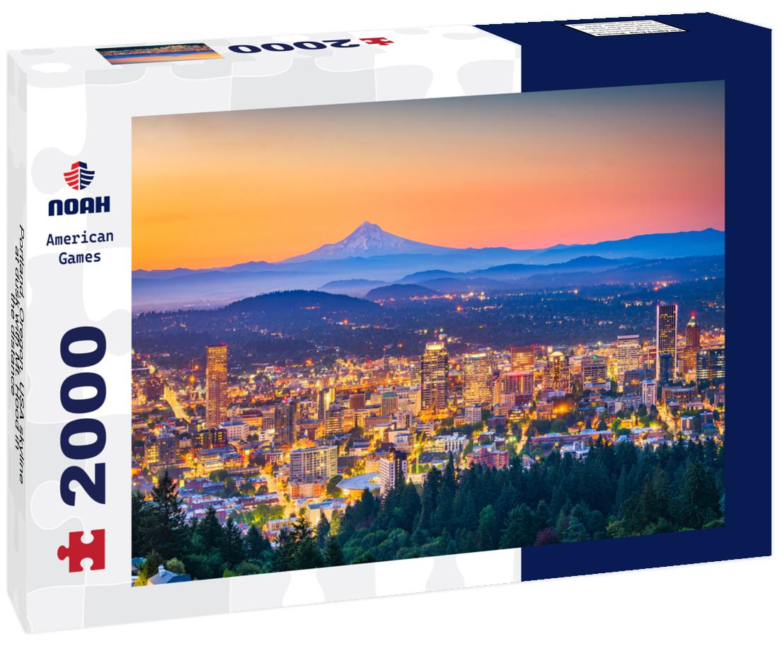 Noah Jigsaw Puzzle Portland, Oregon, USA skyline at dusk with Mt. Hood in the distance 2000 pieces