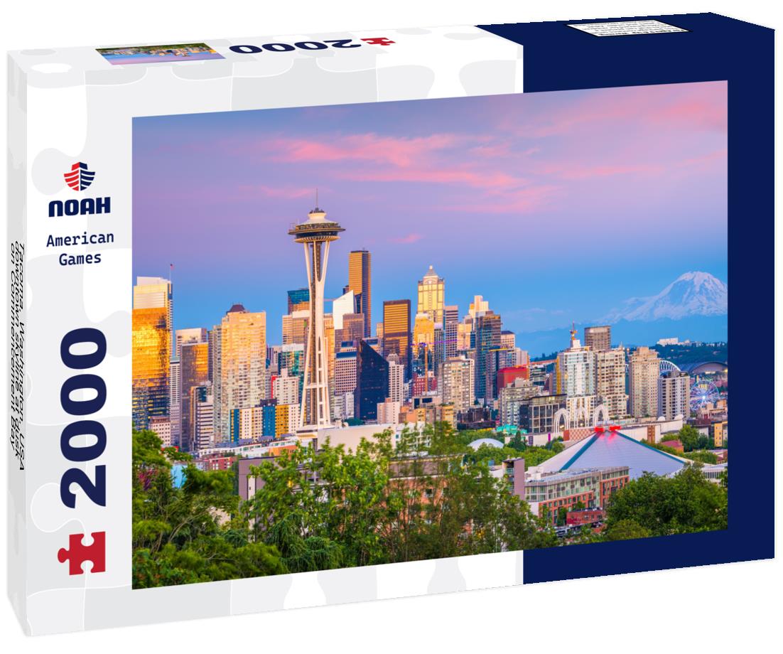 Noah Jigsaw Puzzle Tacoma, Washington, USA downtown skyline at dusk on Commencement Bay 2000 pieces