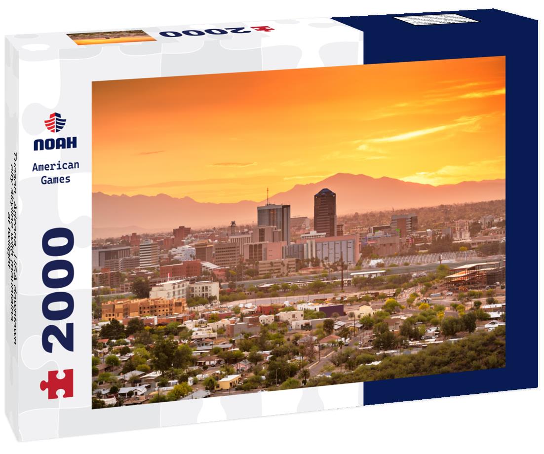 Noah Jigsaw Puzzle Tucson, Arizona, USA downtown city skyline with mountains at twilight 2000 pieces