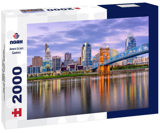 Noah Jigsaw Puzzle Cincinnati, Ohio, USA downtown skyline and bridge on the river at dusk 2000 pieces