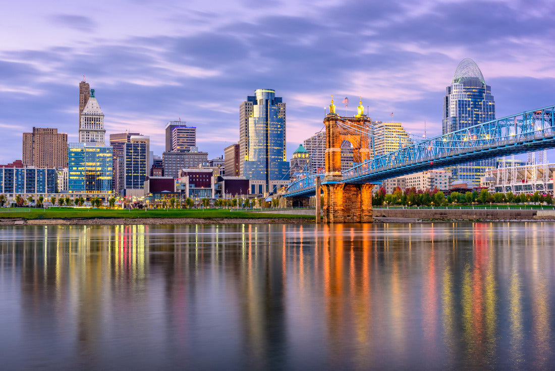 Noah Jigsaw Puzzle Cincinnati, Ohio, USA downtown skyline and bridge on the river at dusk 2000 pieces