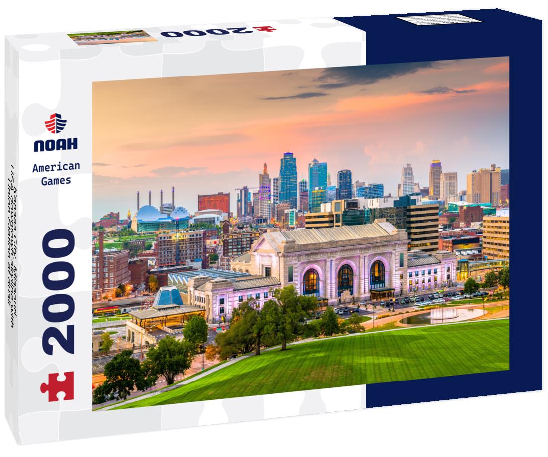 Noah Jigsaw Puzzle Kansas City, Missouri, USA downtown skyline with Union Station at dusk 2000 pieces