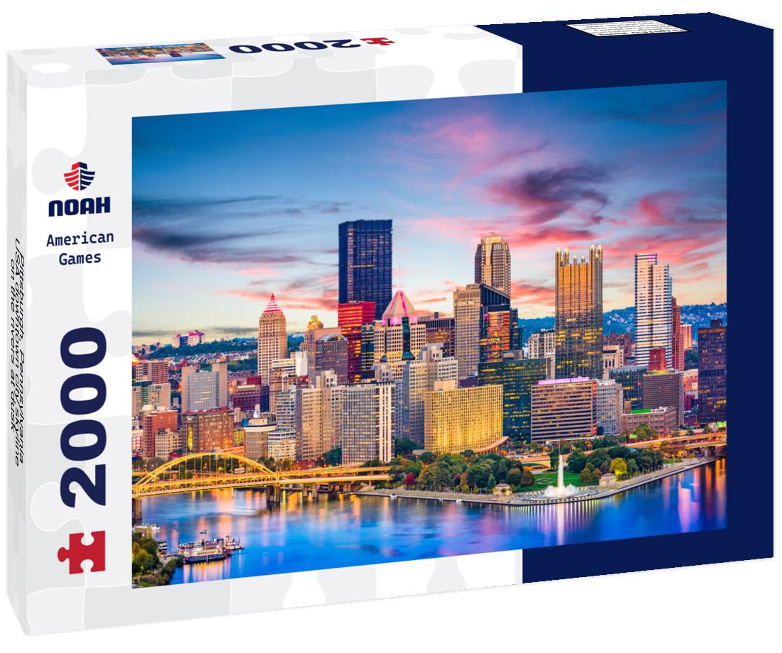 Noah Jigsaw Puzzle Pittsburgh, Pennsylvania, USA downtown city skyline on the rivers at dusk 2000 pieces