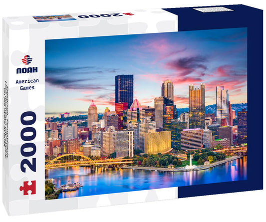 Noah Jigsaw Puzzle Pittsburgh, Pennsylvania, USA downtown city skyline on the rivers at dusk 2000 pieces