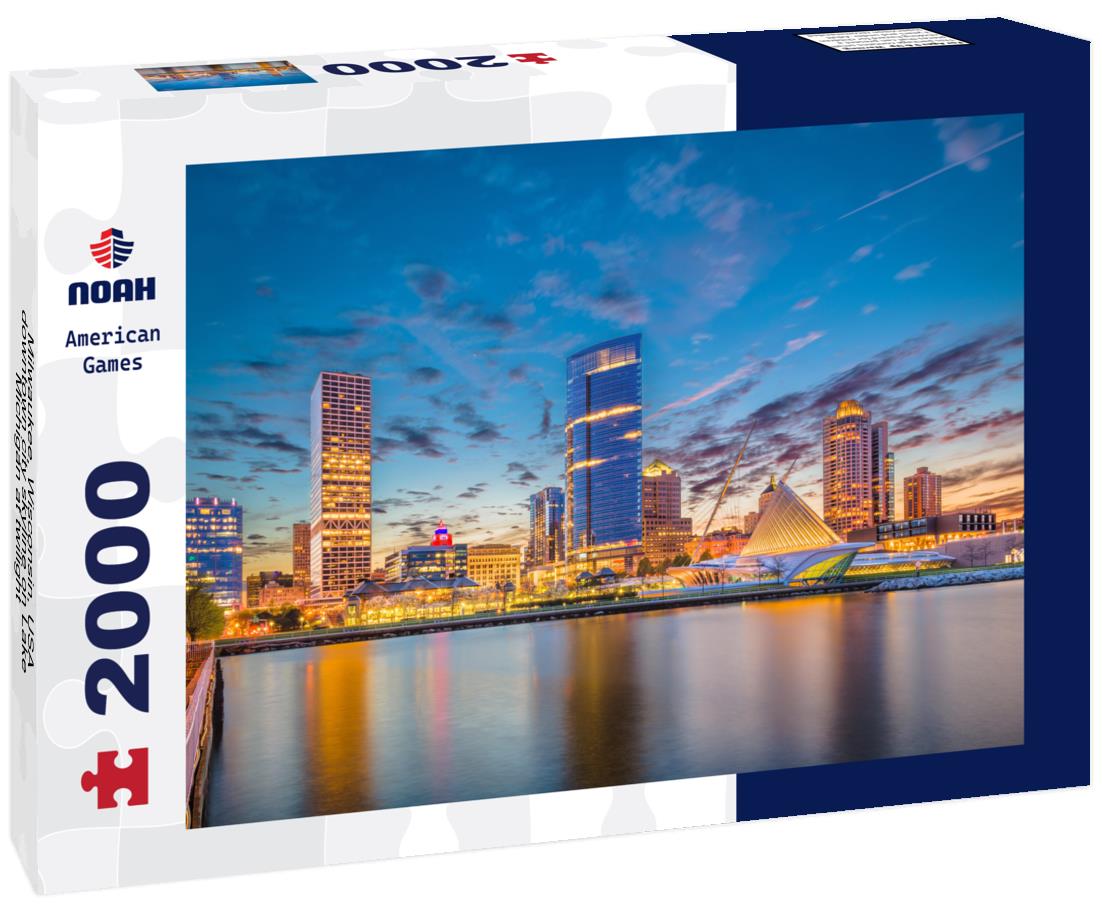 Noah Jigsaw Puzzle Milwaukee, Wisconsin, USA downtown city skyline on Lake Michigan at twilight 2000 pieces