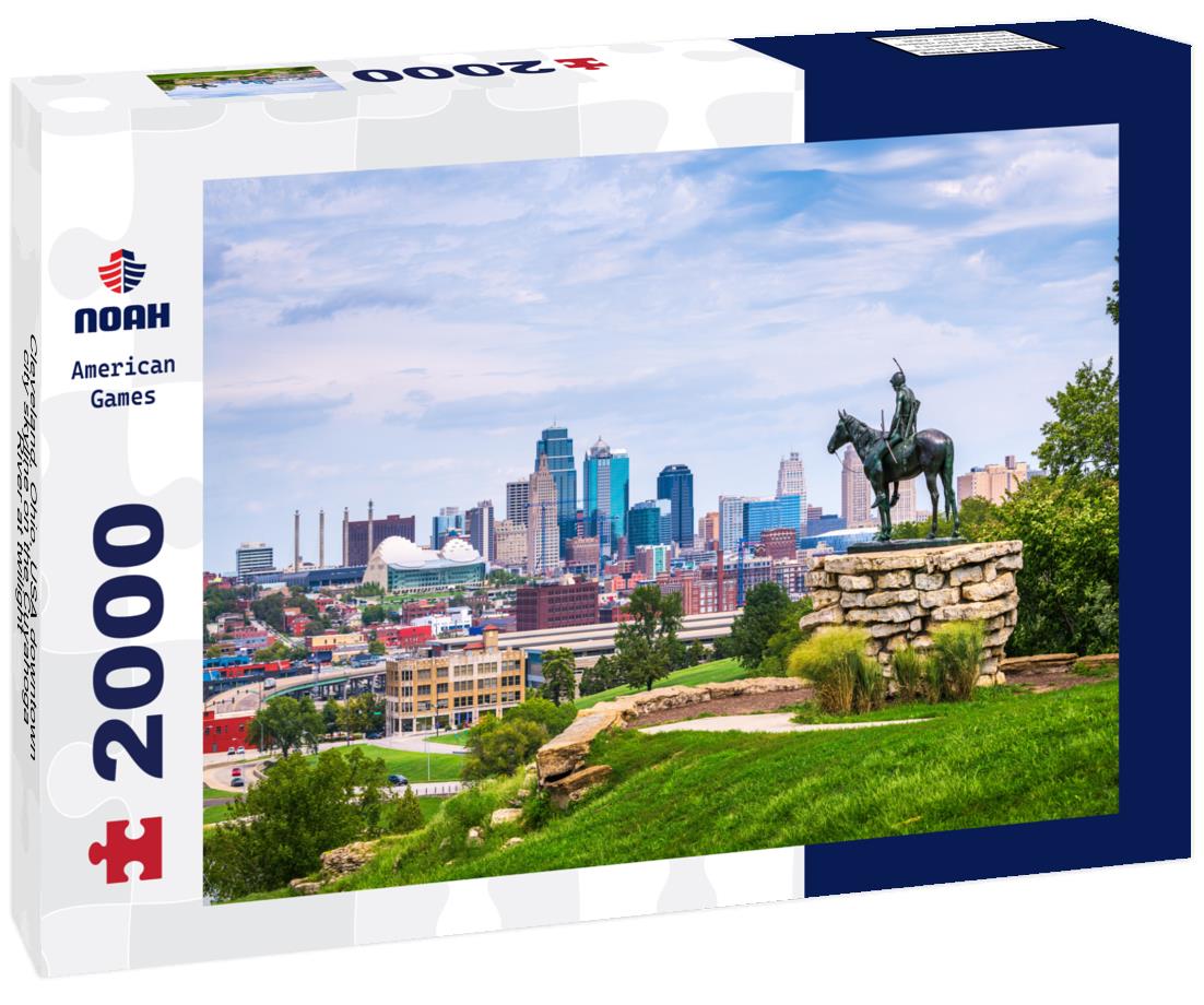 Noah Jigsaw Puzzle Cleveland, Ohio, USA downtown city skyline on the Cuyahoga River at twilight 2000 pieces