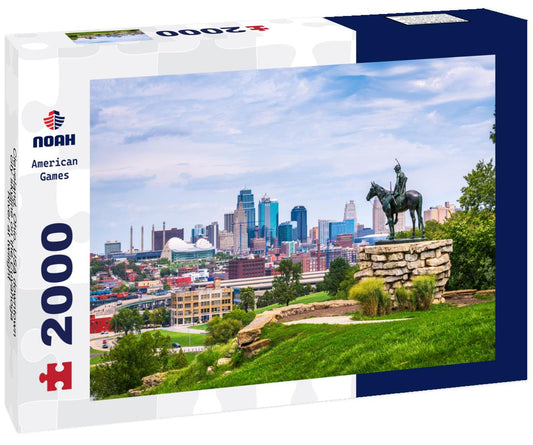 Noah Jigsaw Puzzle Cleveland, Ohio, USA downtown city skyline on the Cuyahoga River at twilight 2000 pieces