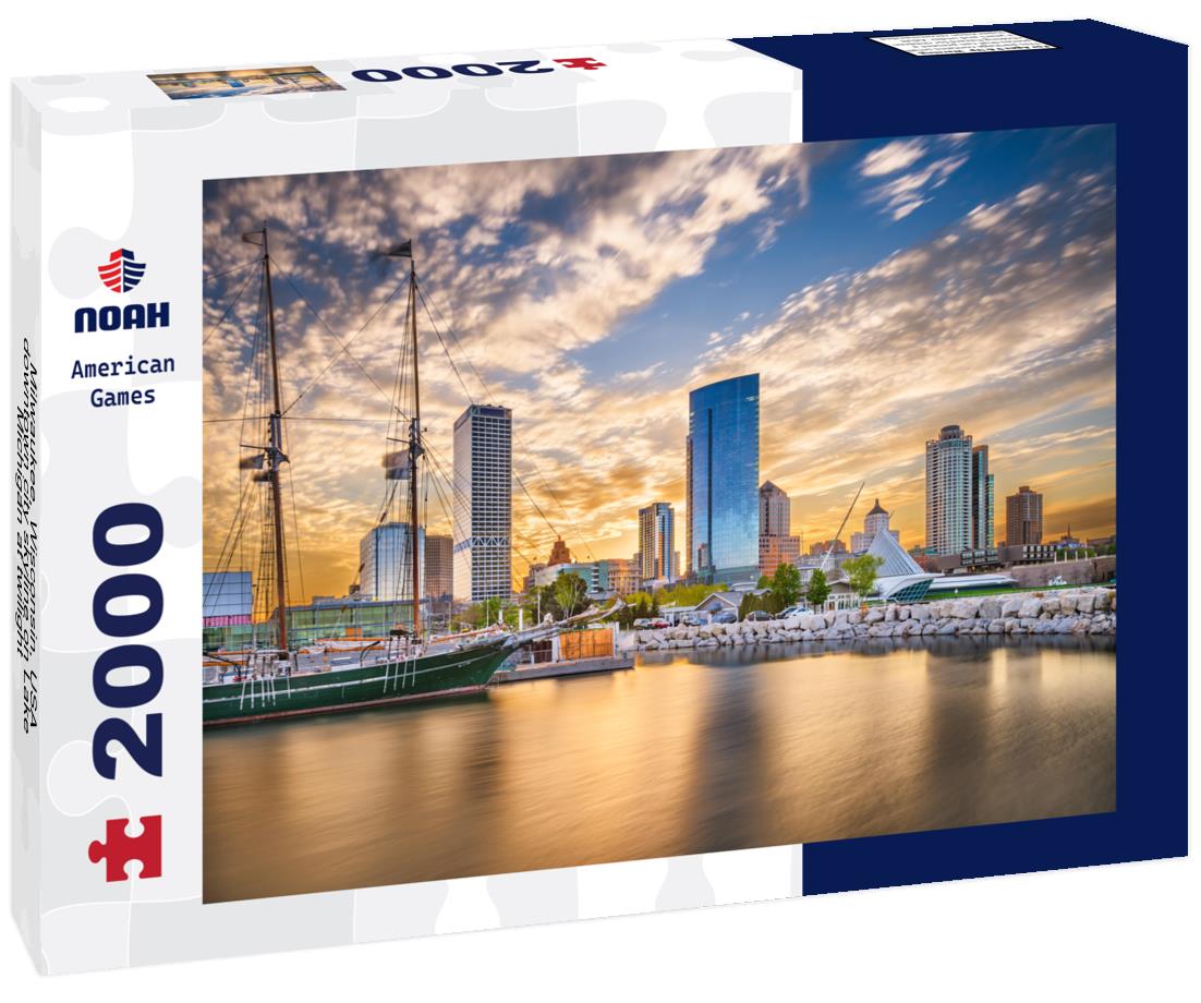 Noah Jigsaw Puzzle Milwaukee, Wisconsin, USA downtown city skyline on Lake Michigan at twilight 2000 pieces