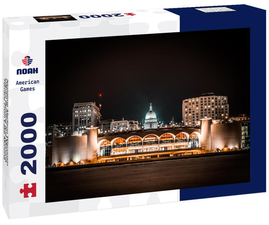 Noah Jigsaw Puzzle Nighttime Madison Wisconsin Capitol Building and Monona Terrace From Lake Monona 2000 pieces