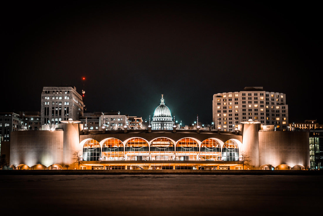 Noah Jigsaw Puzzle Nighttime Madison Wisconsin Capitol Building and Monona Terrace From Lake Monona 2000 pieces