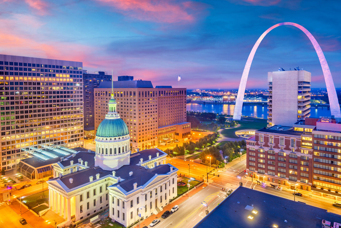 Noah Jigsaw Puzzle St. Louis, Missouri, USA downtown cityscape with the arch and courthouse at dusk 2000 pieces
