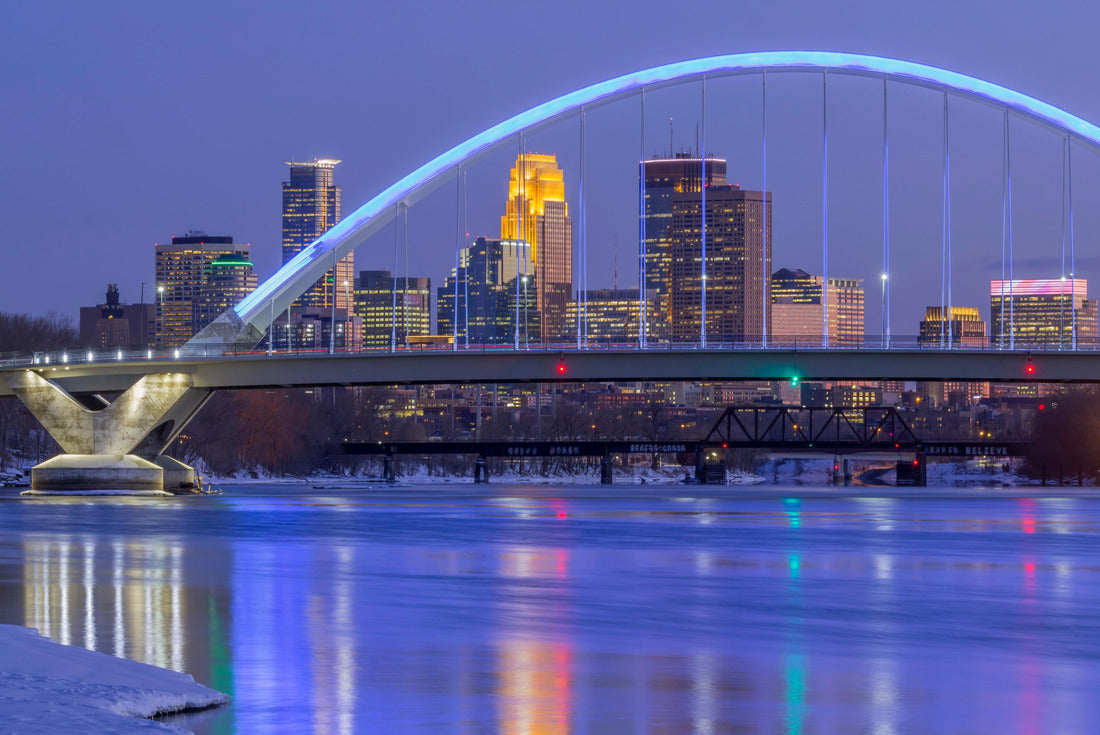 Noah Jigsaw Puzzle Blue Lowry Bridge Compressed with the Minneapolis Skyline during a Winter Twilight Hour 2000 pieces