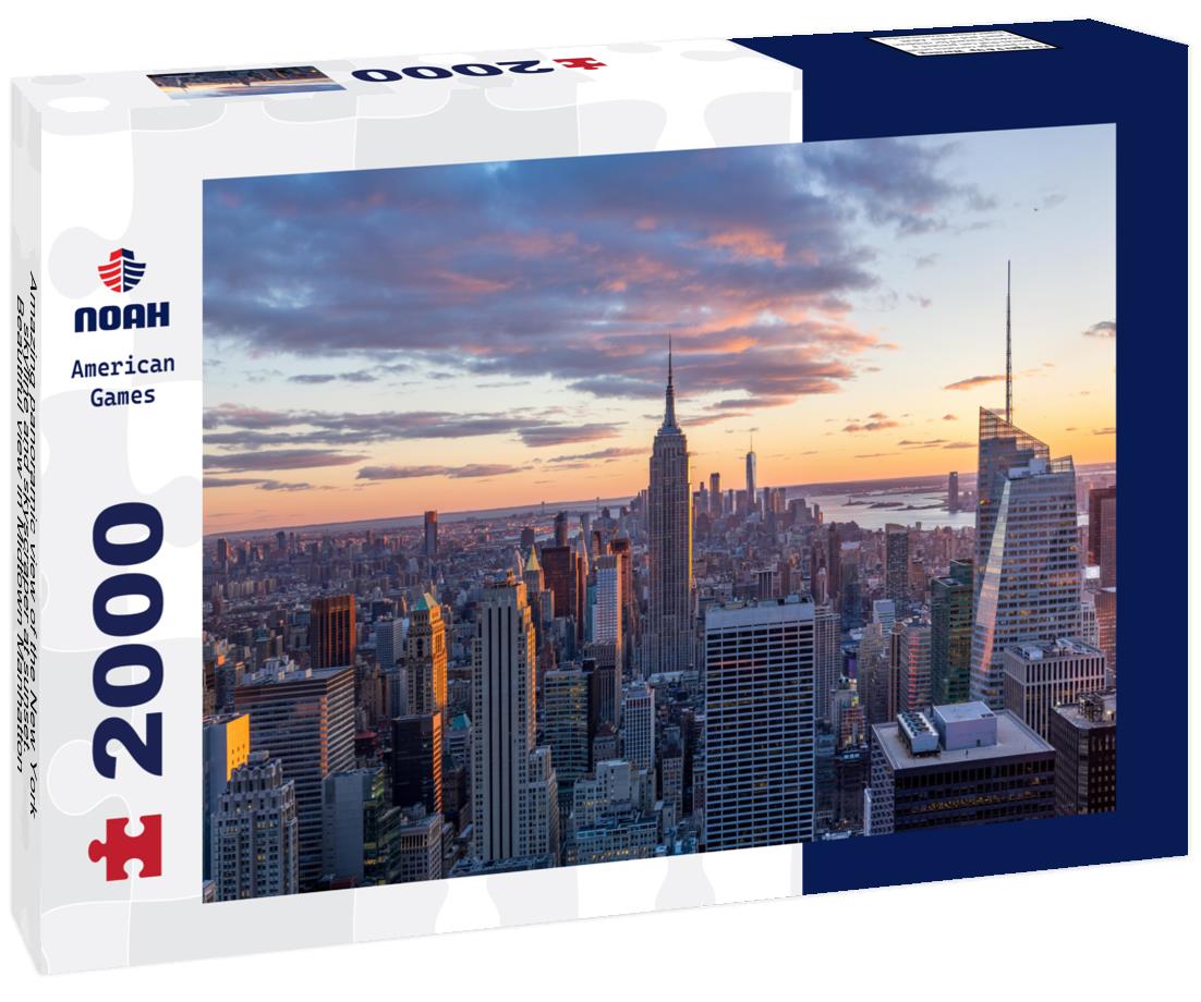 Noah Jigsaw Puzzle Amazing panoramic view of the New York skyline and skyscraper at sunset. Beautiful view in Midtown Manhatton 2000 pieces