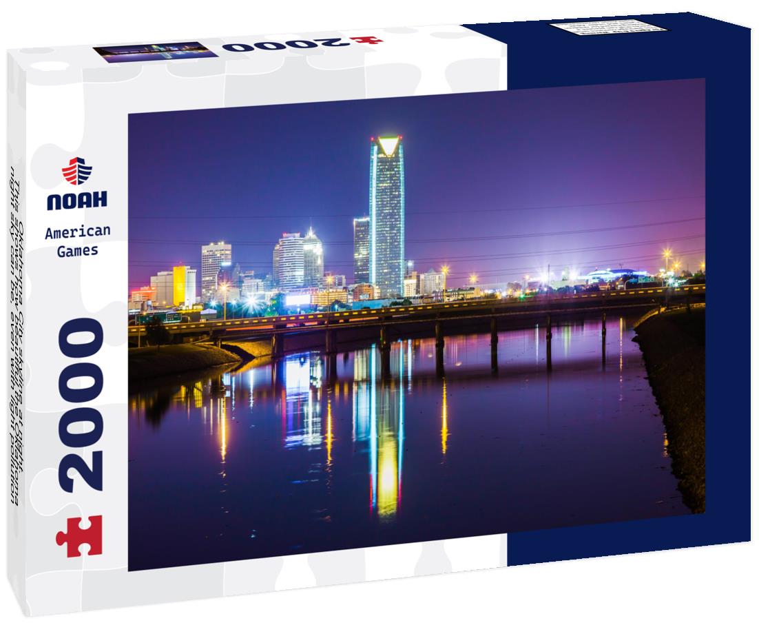 Noah Jigsaw Puzzle Oklahoma City skyline at night. This shows how beautiful the Oklahoma night sky can be, even with light pollution 2000 pieces