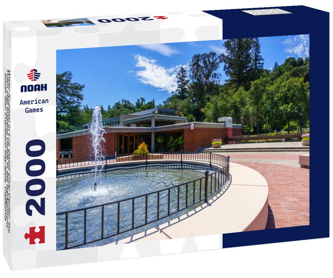 Noah Jigsaw Puzzle Water fountain in Los Gatos Civic Center; the Town Hall building visible in the background; south San Francisco bay area, California 2000 pieces