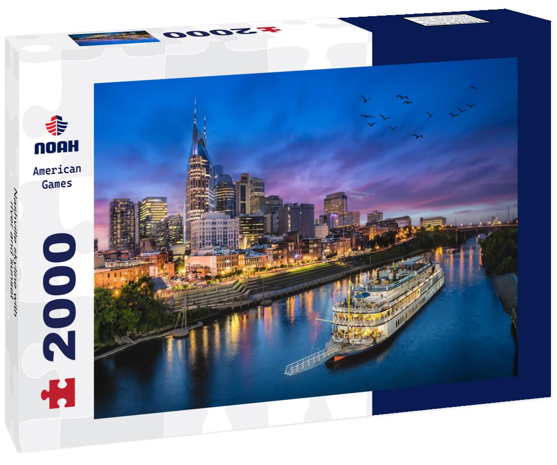 Noah Jigsaw Puzzle Nashville skyline with river and sunset 2000 pieces