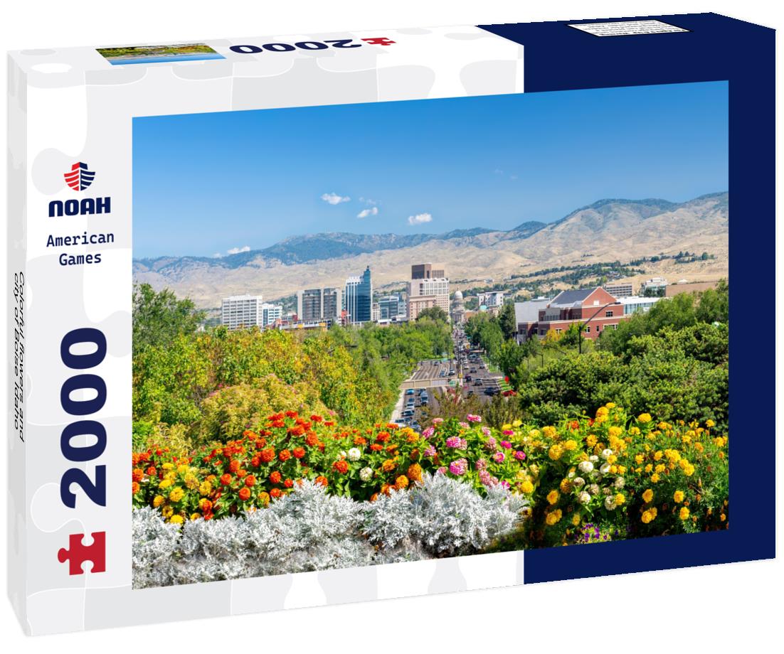 Noah Jigsaw Puzzle Colorful flowers and city of Boise Idaho 2000 pieces