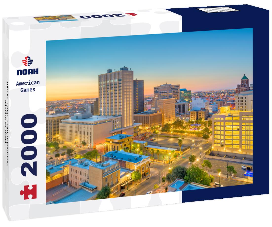Noah Jigsaw Puzzle Akron, Ohio, USA downtown skyline at dusk 2000 pieces