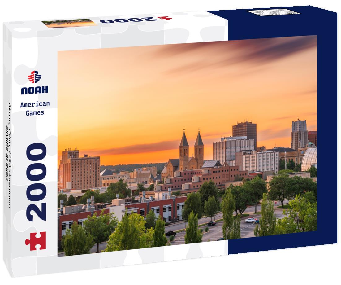 Noah Jigsaw Puzzle Akron, Ohio, USA downtown skyline at dusk 2000 pieces