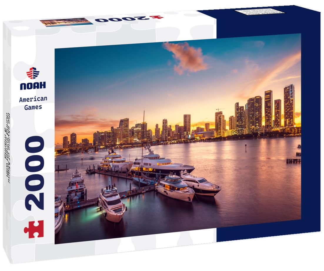 Noah Jigsaw Puzzle the skyline of Miami during sunset with a marina 2000 pieces