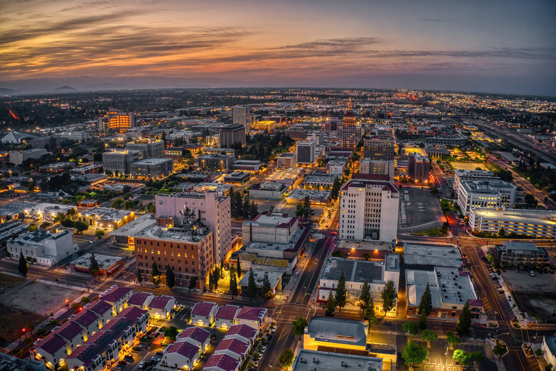 Noah Jigsaw Puzzle Aerial View of the Fresno, California Skyline at Dusk 2000 pieces
