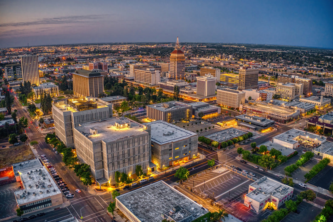 Noah Jigsaw Puzzle Aerial View of the Fresno, California Skyline at Dusk 2000 pieces
