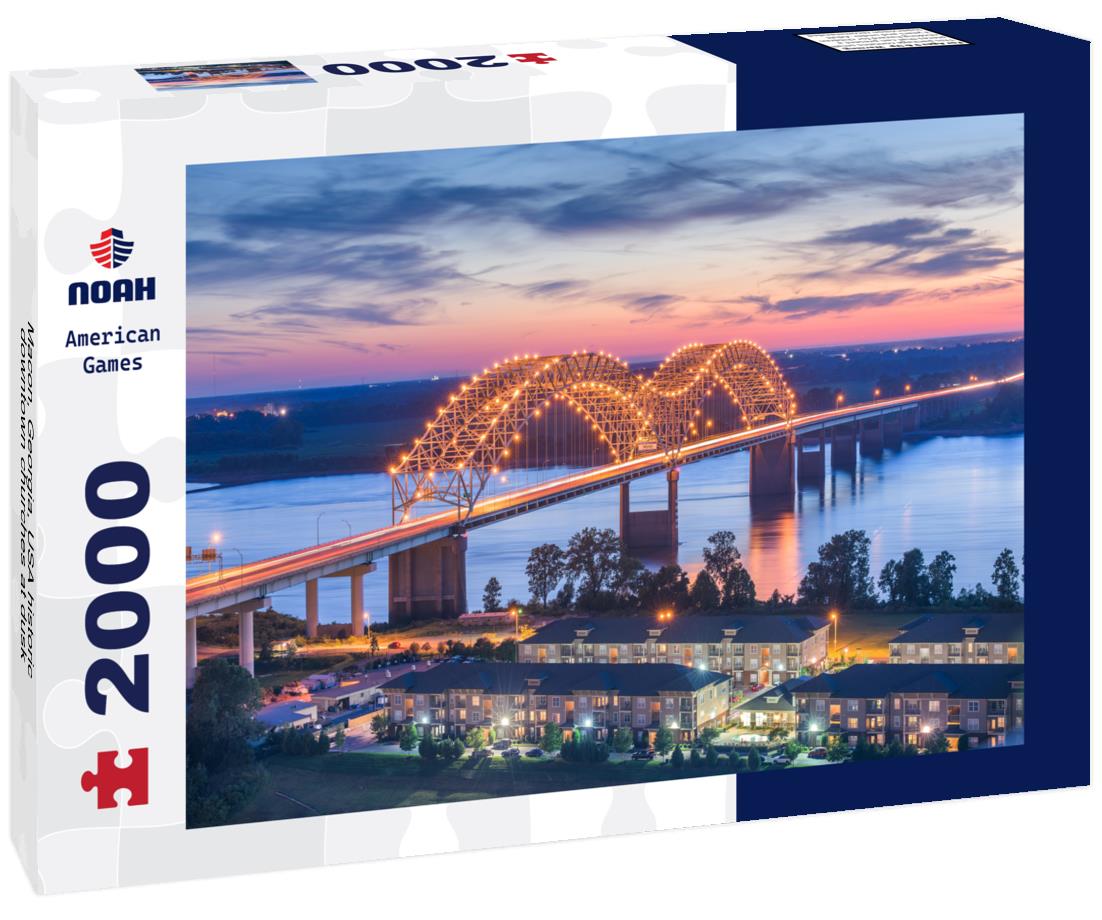 Noah Jigsaw Puzzle Macon, Georgia, USA historic downtown churches at dusk 2000 pieces