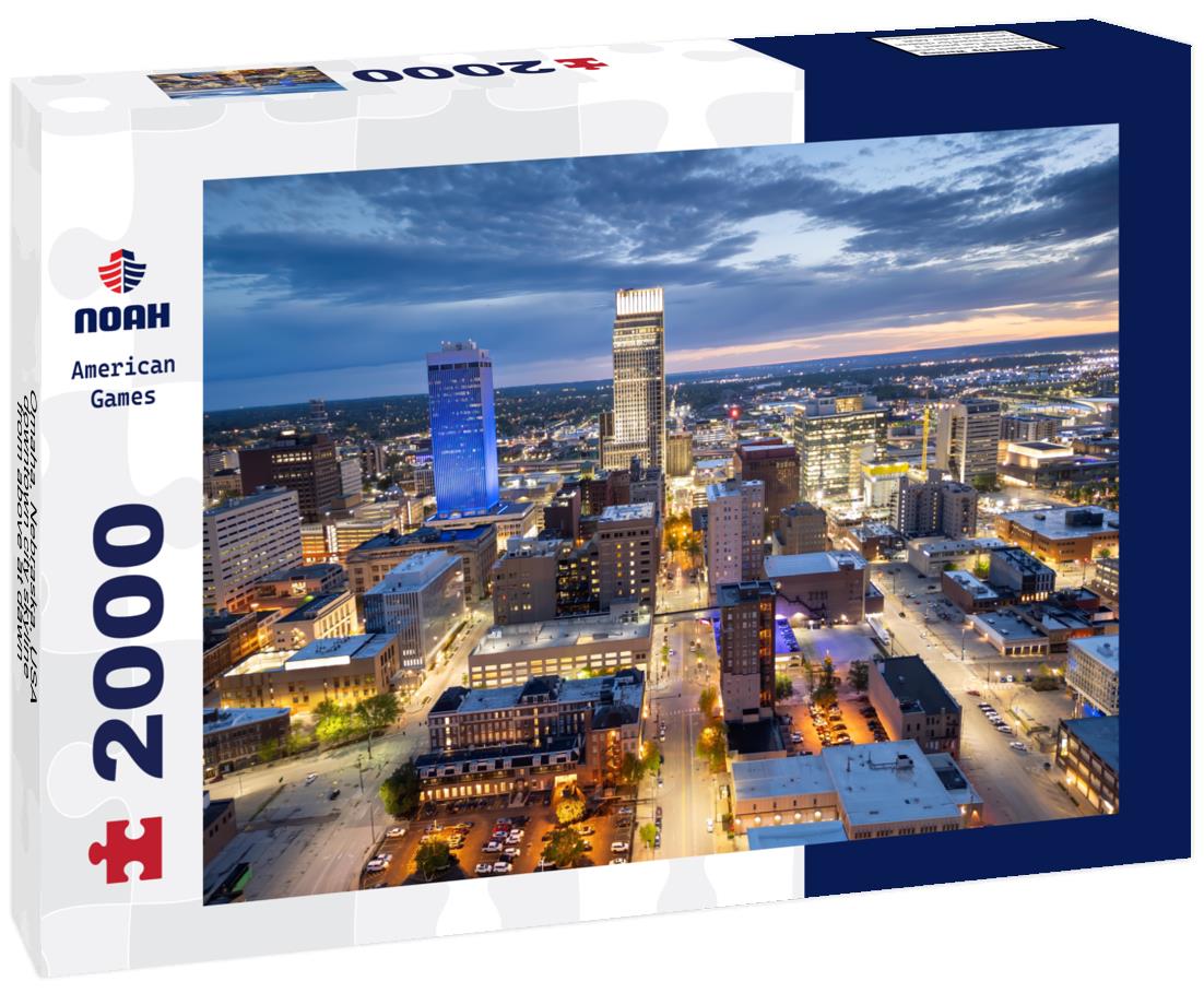 Noah Jigsaw Puzzle Omaha, Nebraska, USA downtown city skyline from above at dawn 2000 pieces