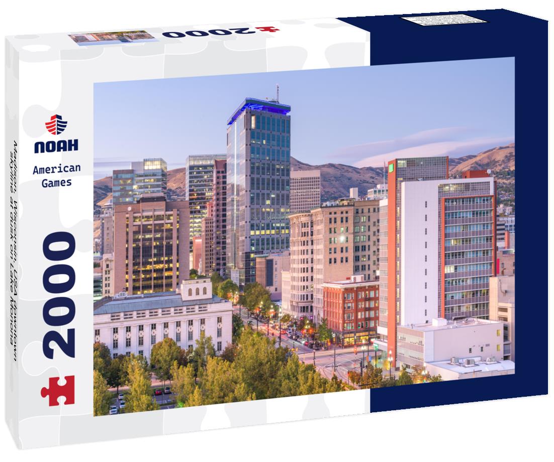 Noah Jigsaw Puzzle Madison, Wisconsin, USA downtown skyline at dusk on Lake Monona 2000 pieces