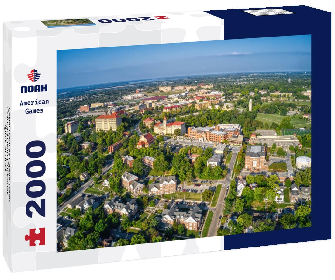 Noah Jigsaw Puzzle Aerial view of Castle Rock, Colorado with Christmas lights at dusk 2000 pieces