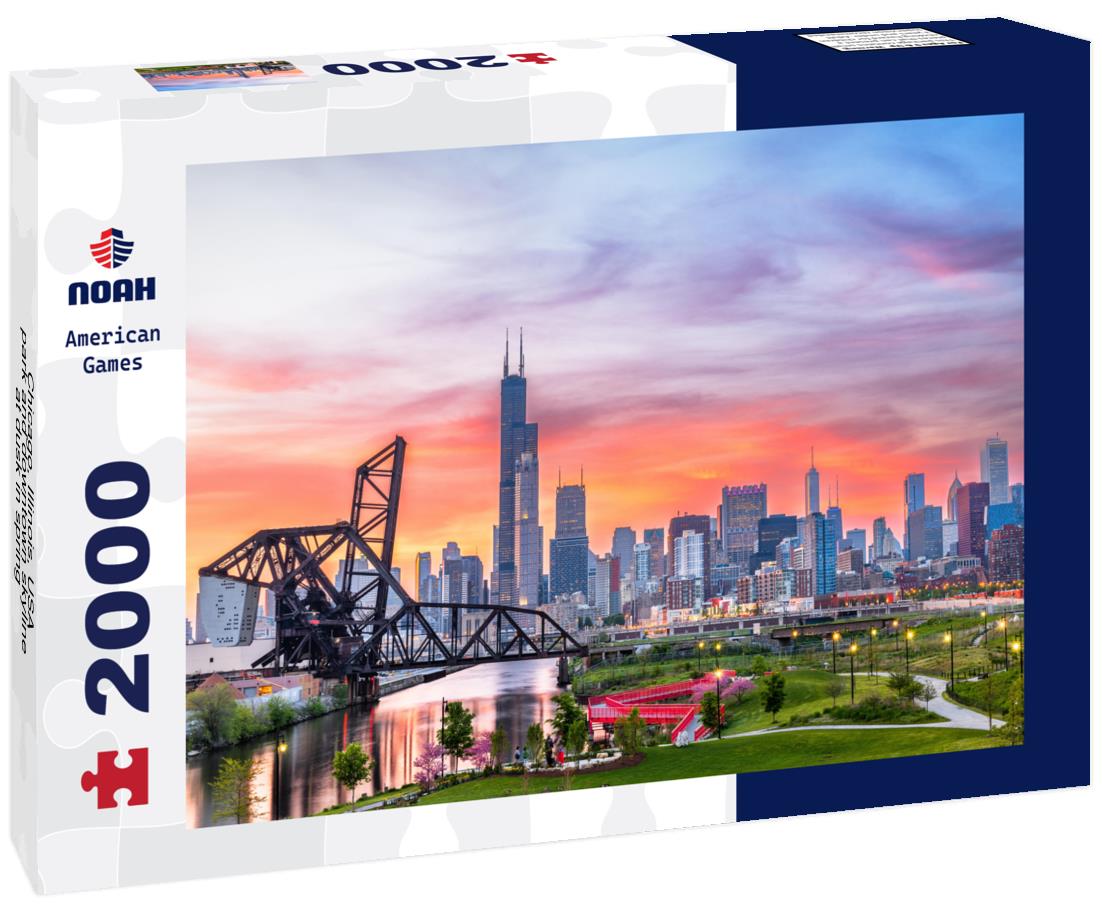 Noah Jigsaw Puzzle Chicago, Illinois, USA park and downtown skyline at dusk in spring 2000 pieces