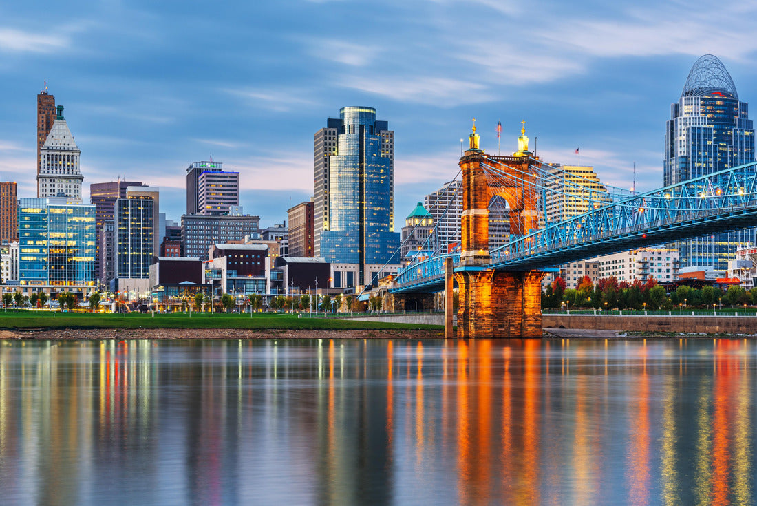 Noah Jigsaw Puzzle Cincinnati, Ohio, USA downtown skyline and bridge on the river at dusk 2000 pieces