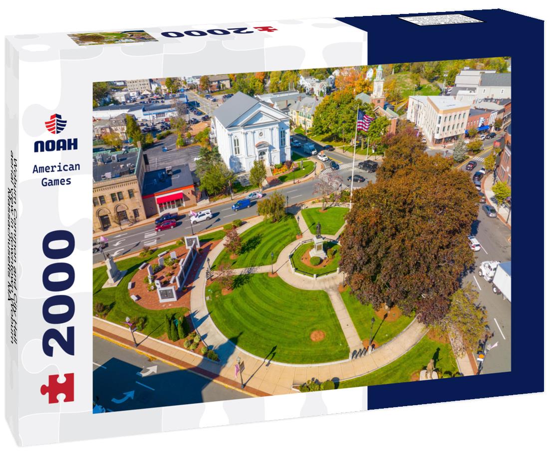 Noah Jigsaw Puzzle Woburn Common and City Hall aerial view in downtown Woburn, Massachusetts MA 2000 pieces