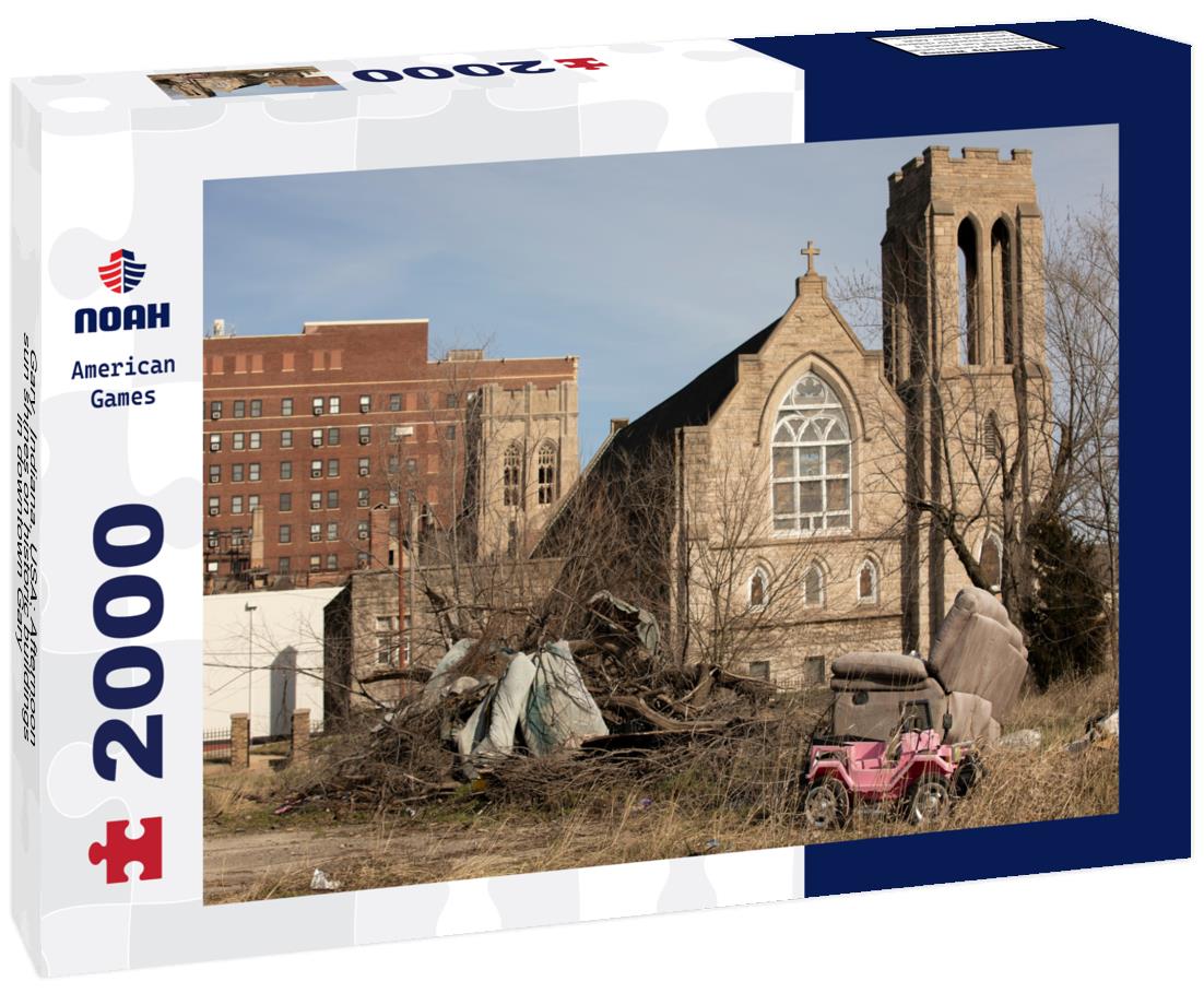 Noah Jigsaw Puzzle Gary, Indiana, USA: Afternoon sun shines on historic buildings in downtown Gary 2000 pieces