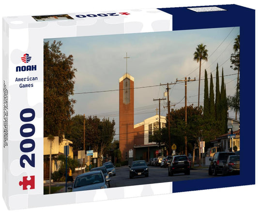 Noah Jigsaw Puzzle Sunset illuminates a church in a downtown neighborhood of Artesia, California, USA 2000 pieces