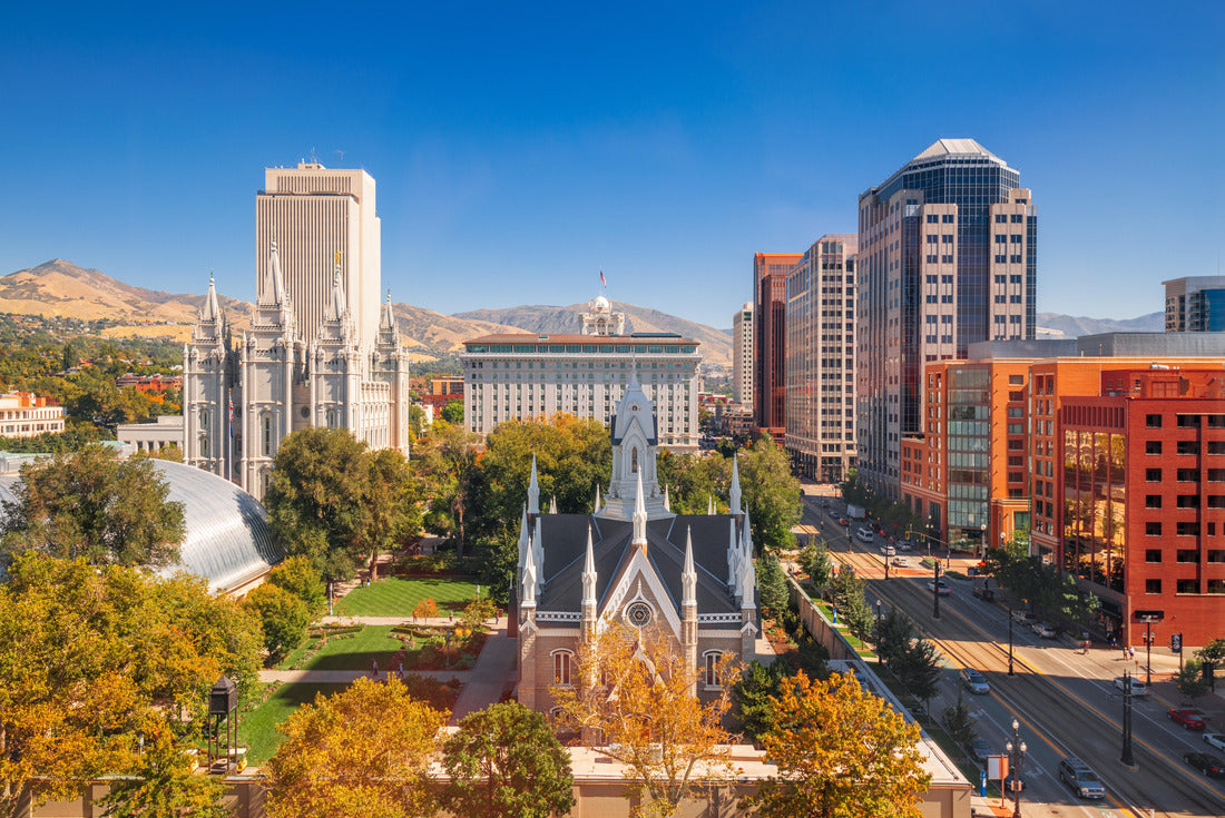 Noah Jigsaw Puzzle Salt Lake City, Utah, USA downtown cityscape over Temple Square with autumn foliage 2000 pieces