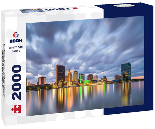 Noah Jigsaw Puzzle El Paso, Texas, USA downtown city skyline at dusk with Juarez, Mexico in the distance 2000 pieces