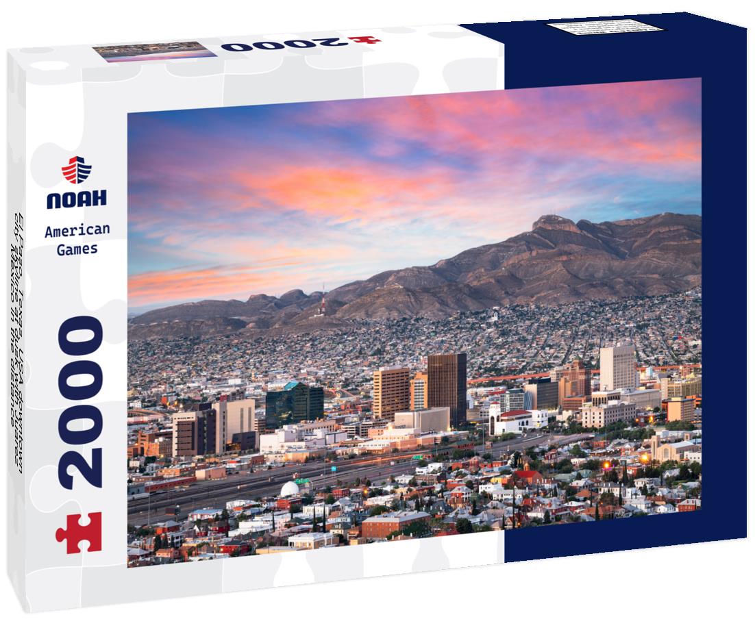 Noah Jigsaw Puzzle El Paso, Texas, USA downtown city skyline at dusk with Juarez, Mexico in the distance 2000 pieces