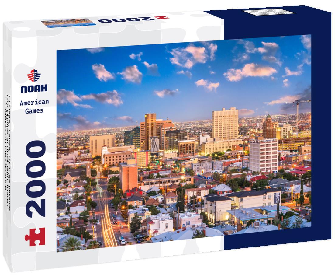Noah Jigsaw Puzzle El Paso, Texas, USA downtown city skyline at dusk with Juarez, Mexico in the distance 2000 pieces