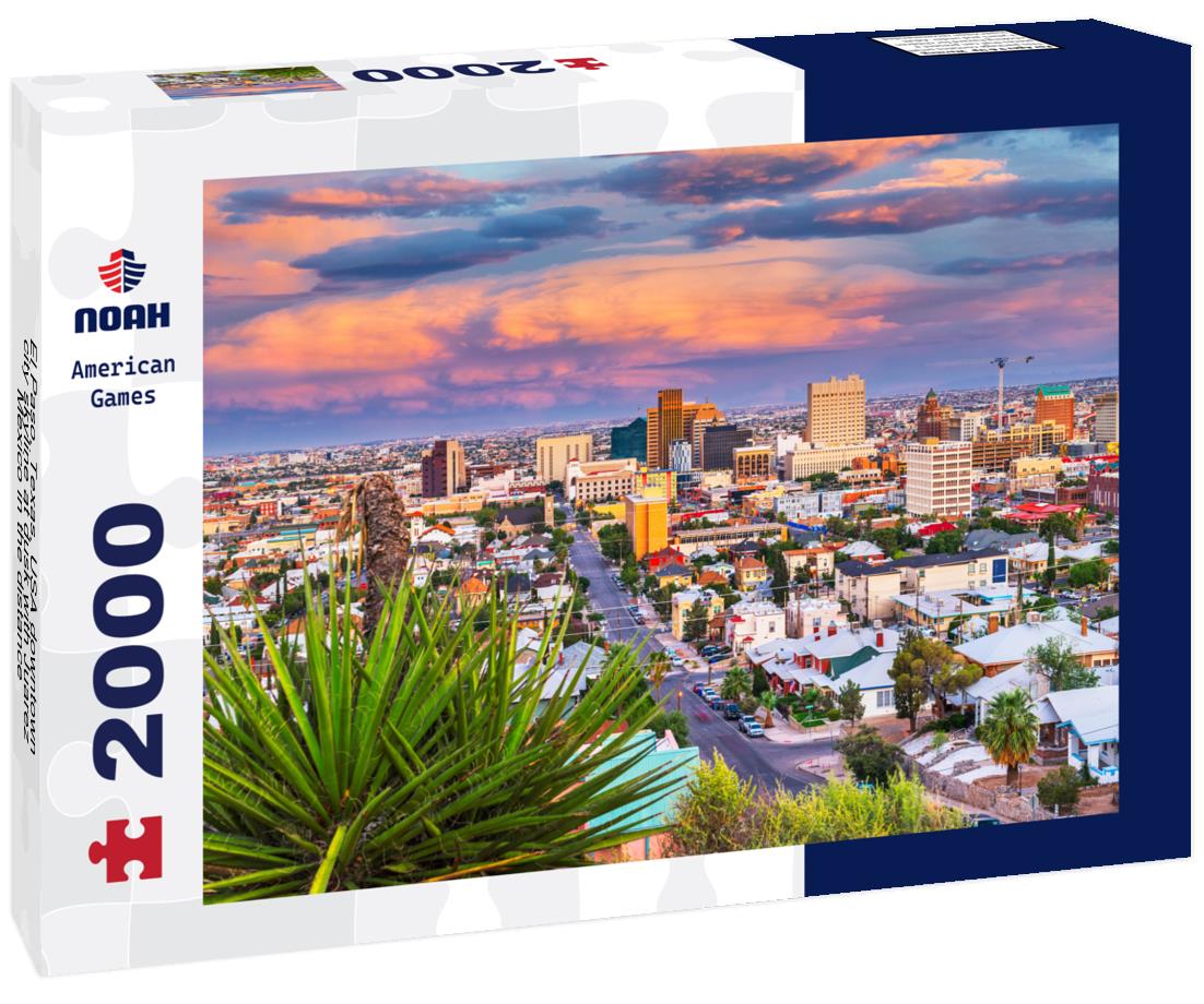 Noah Jigsaw Puzzle El Paso, Texas, USA downtown city skyline at dusk with Juarez, Mexico in the distance 2000 pieces