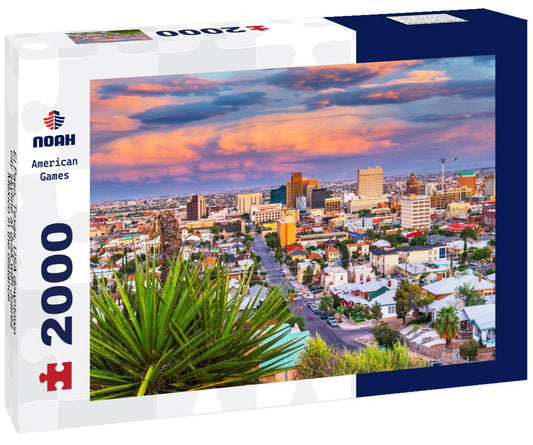 Noah Jigsaw Puzzle El Paso, Texas, USA downtown city skyline at dusk with Juarez, Mexico in the distance 2000 pieces