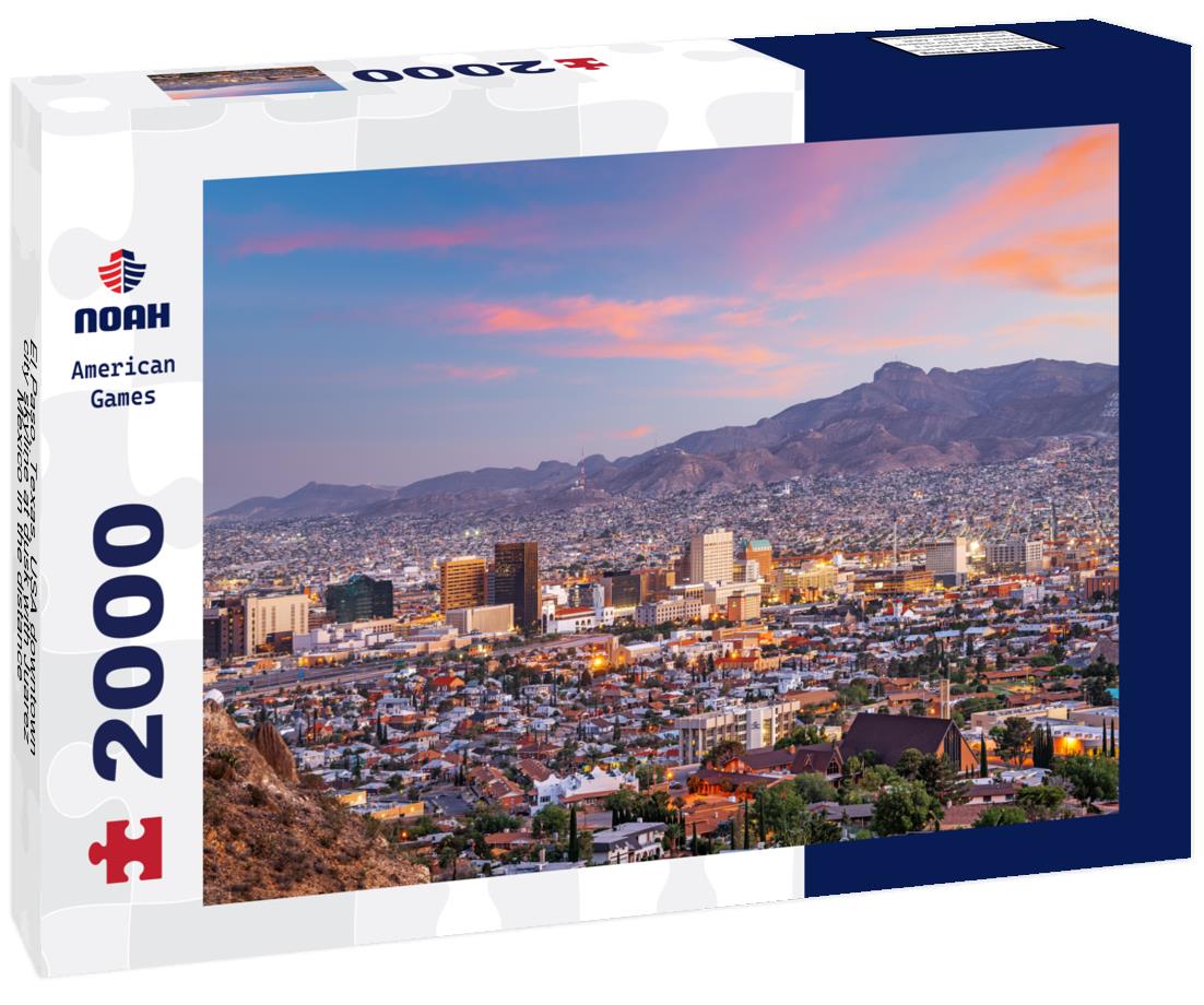 Noah Jigsaw Puzzle El Paso, Texas, USA downtown city skyline at dusk with Juarez, Mexico in the distance 2000 pieces